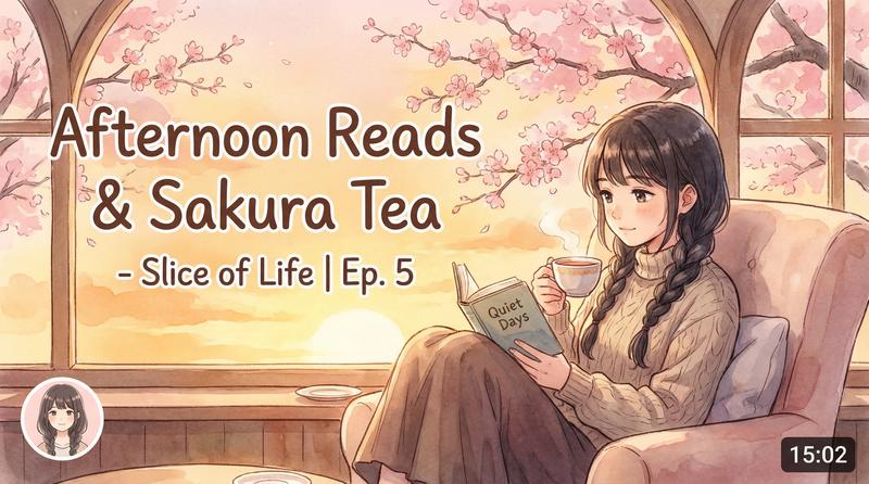萝莉岛日常动漫-午后阅读与樱花茶-生活动漫